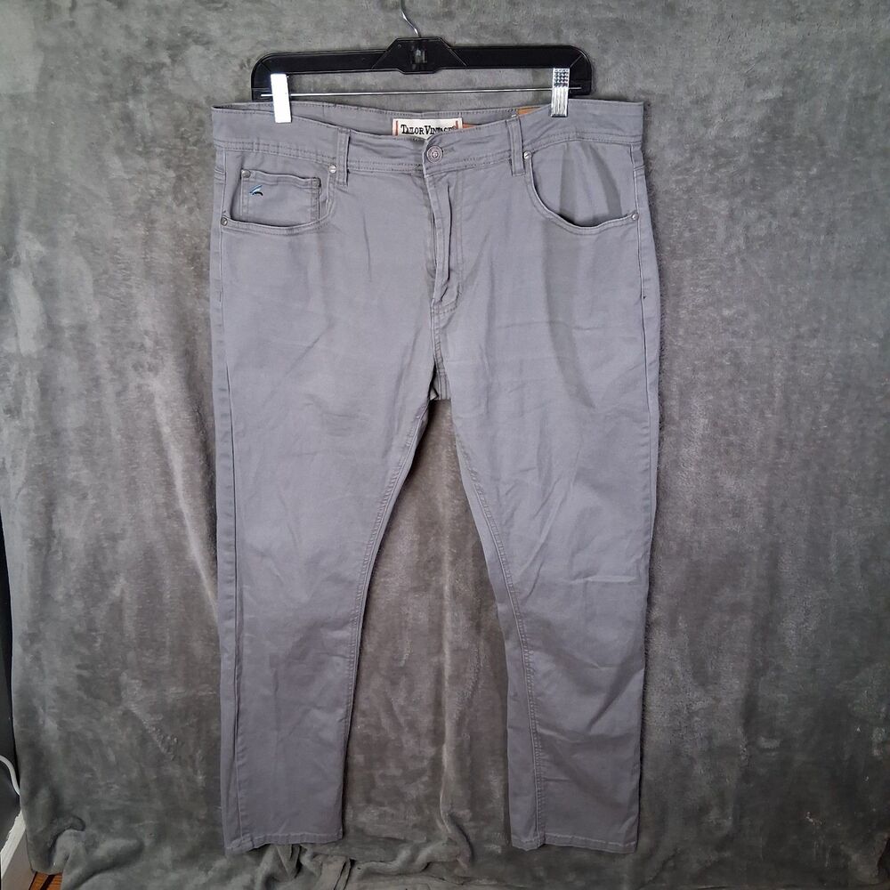 Taylor Vintage Canaan Slim Fit Comfort Stretch Waist‎ Mens 38x32 Gray Inseam 30